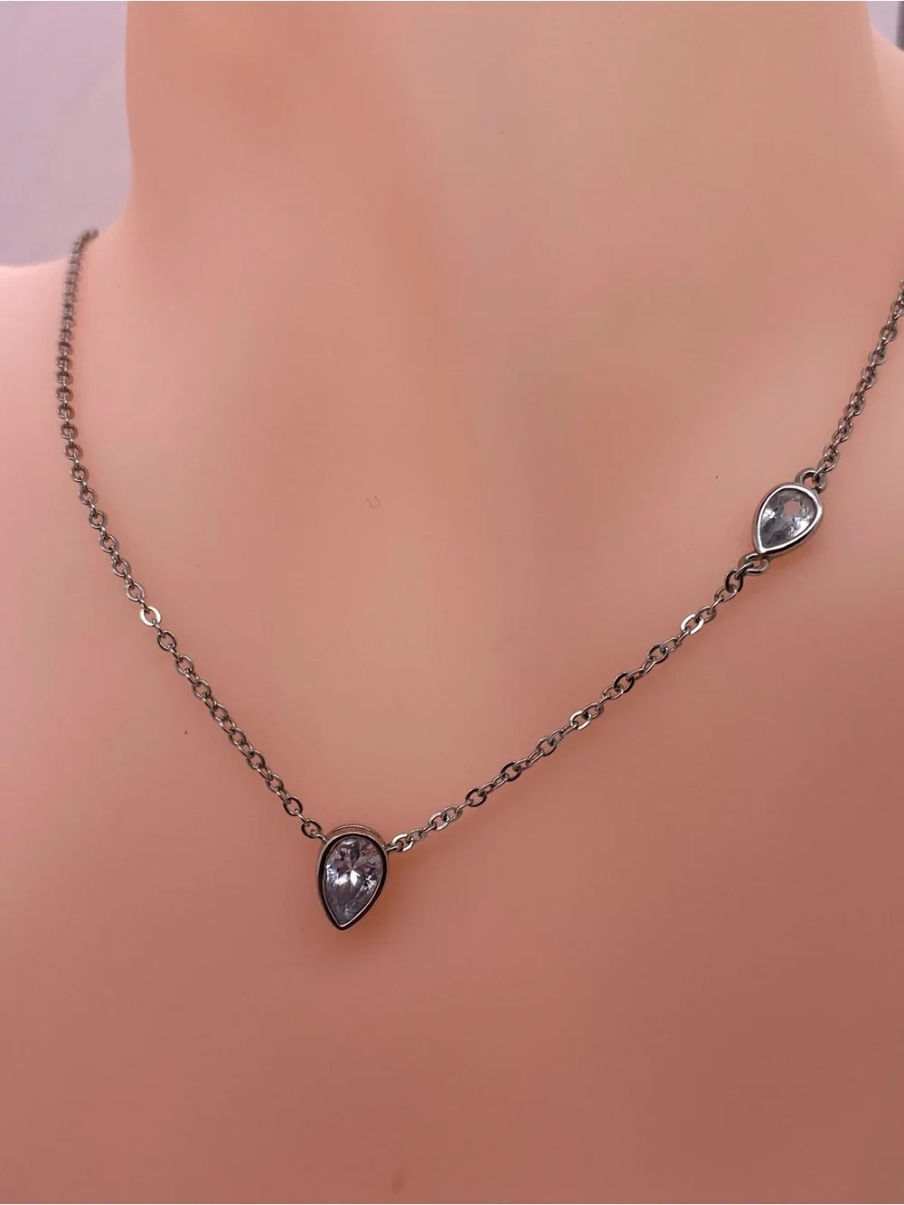 KJL Kenneth Jay Lane Teardrop Crystal Station Necklace